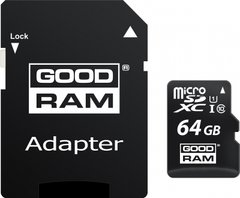 Картка пам'ятi Goodram microSDXC 64GB UHS-I class 10 + adapter (M1AA-0640R12)