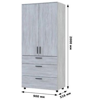 Шафа для одягу Doros Торн Антрацит 2 ДСП/3Ш (штанга) 90х51.6х200 (DRS-012073)
