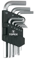 Набор ключей шестигранных Topex 1.5-10 мм, набор 9 шт (35D955)