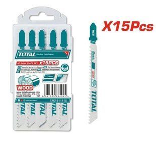 TOTAL TAC151111C Полотно для лобзика, дерево, 100мм, 15шт.