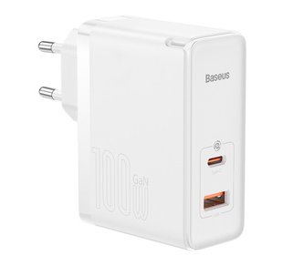 Сетевое зарядное устройство Baseus GaN5 Pro 2 порта, USB + Type-C 100W Белый (CCGP090202)