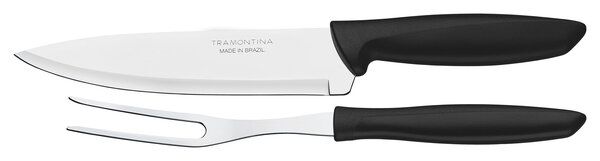Набори ножів Tramontina PLENUS black н-р 2пр(ніж178мм,виделка д/м`яса)інд.бл (23498/010)