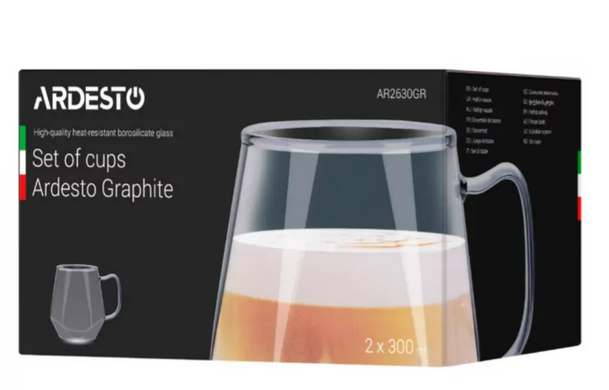 Набор чашек ARDESTO Graphite, 300 мл, 2шт AR2630GR
