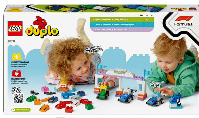 Конструктор LEGO DUPLO Town Автомобили для гонки и пилоты команд Формулы-1