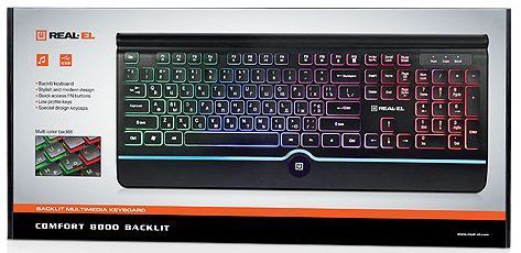 Клавиатура Real-El 8000 Comfort Backlit USB