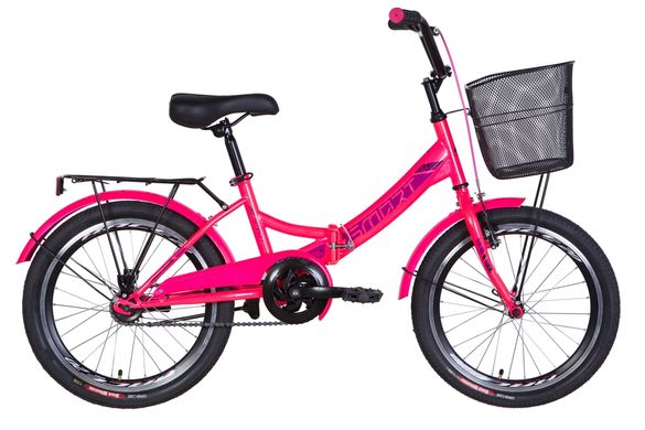Велосипед 20" Formula SMART с корзиной 2021 (розовый с малиновым)