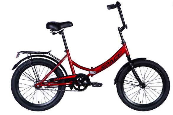 Велосипед сталь 20" SPACE COMET (050) гальмівна рама-14" червоний з багажником задн St з крылом St 2024