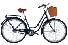 Велосипед ST 28" Dorozhnik RETRO Velosteel рама-" з багажником задн St з кошиком Pl з крилом St 2024 (синій)