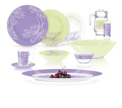 Сервиз столовый Luminarc AMB Fleur Blush Purple&Green, 46 предметов