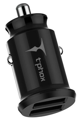 Автомобільний зарядний пристрій T-Phox Charger Set 2.4A Dual+Lightning cable 1.2m (Чорний)