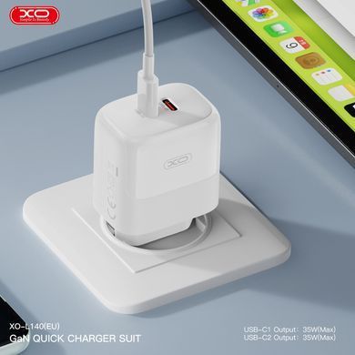 Сетевое зардное устройство XO L140 - 35W PD Dual port USB-C White