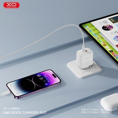Сетевое зардное устройство XO L140 - 35W PD Dual port USB-C White