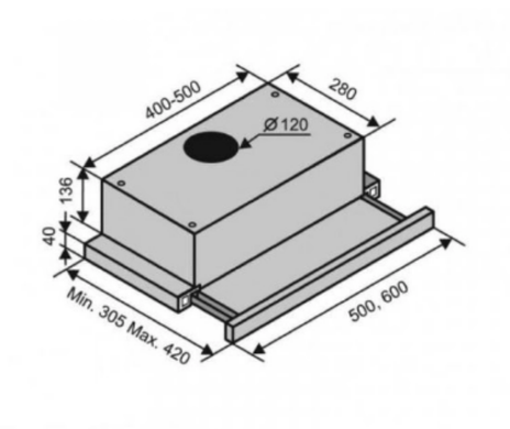 Витяжка Ventolux Garda 50 BK (500) LED