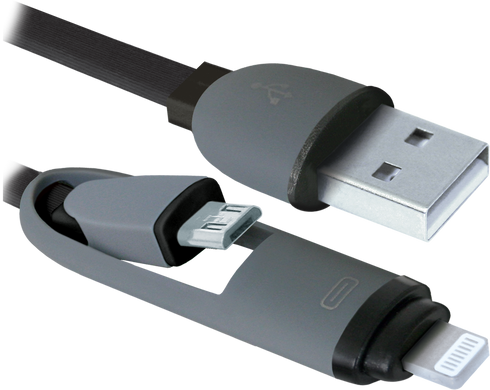 Кабель Defender USB10-03BP USB(AM)-MicroUSB+Lightning чорний 1м