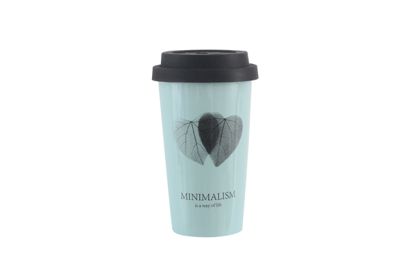 Чашка Limited Edition MINIMALISM 400 мл / з силік.криш./синя (HTK-026)