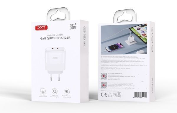 Сетевое зардное устройство XO L140 - 35W PD Dual port USB-C White