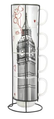 Чашка Limited Edition LONDON /НАБОР/4х420 мл на метал. подставке (B1163-09359-2)