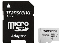 Карта пам'яті Transcend microSDHC 16GB UHS-I U1 (TS16GUSD300S-A) + SD адаптер
