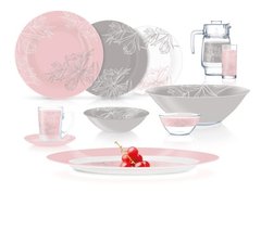 Сервиз столовый Luminarc AMB Fleur Blush Pink&Grey, 46 предметов