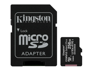 Карта памяти Kingston microSDXC 256GB Class 10 UHS-I U3 V30 A1 Canvas Select Plus + adapter