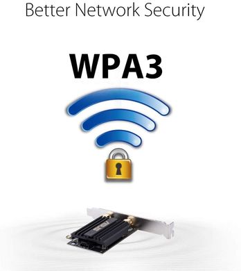 Бездротовий мережевий адаптер Asus PCE-AX58BT AX3000 WiFi6 WPA3 Bluetooth 5.0 MU-MIMO OFDMA