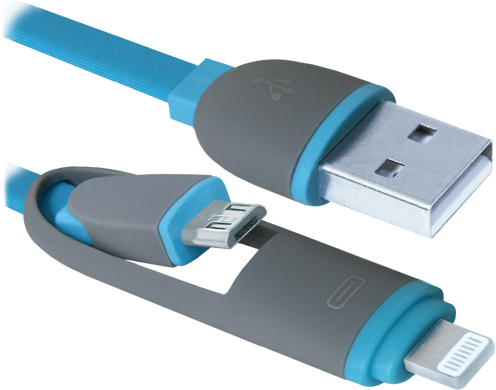 Кабель Defender USB10-03BP USB(AM)-MicroUSB+Lightning синій 1м