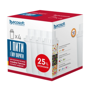 Комплект картриджей 3+1 ECOSOFT для фильтров-кувшинов.12шт