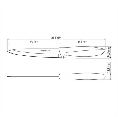 Набор обрабатывающих ножей Tramontina Plenus light grey, 152 мм - 12 шт.