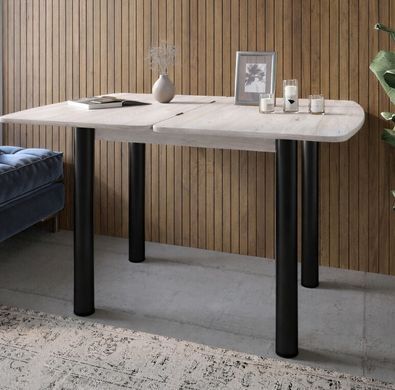 Обеденный стол раскладной LION Нота черные ножки Самоа дымчатый 60x90/90x120 (LION-045133)
