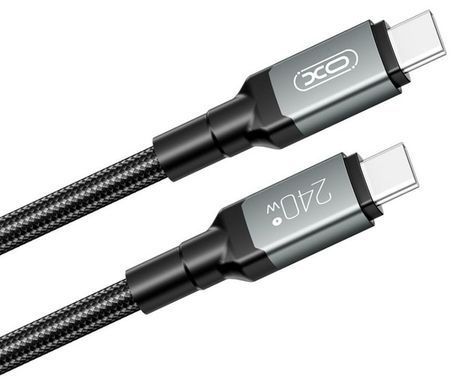 Кабель XO NBQ264A High Power Braided Type-C to Type-C - 240W - 2m Black