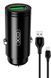 Автомобільний зарядний пристрій XO CC39 1USB 18W QC3.0 + lightning cable Black фото 1