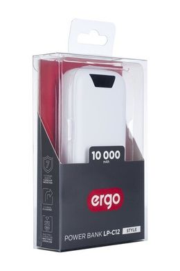 Портативная батарея Ergo LP-С12 Type-C, 10000 mAh White