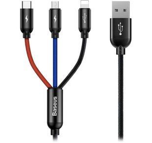 Кабель Baseus 3-in-1 USB to M+L+T 3.5A 1.2m(CAMLT-BSY01)