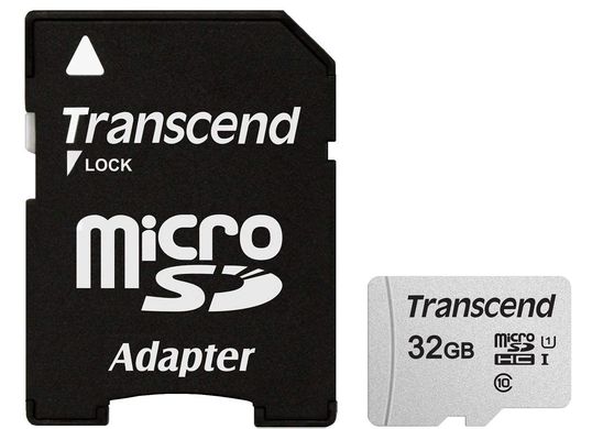 Карта памяти Transcend microSDHC 32GB UHS-I U1 (TS32GUSD300S-A) + SD адаптер